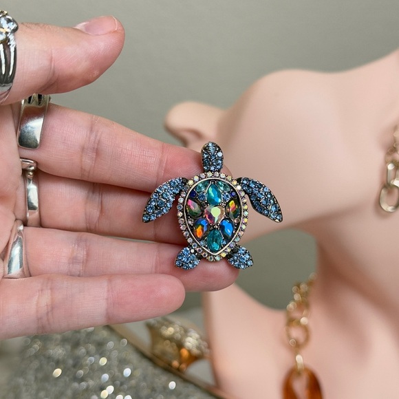 ⚜️💎 Turtle Elegant Blue Crystal Turtle Brooch 🐢 ❤️‍🔥💫 - Picture 8 of 9